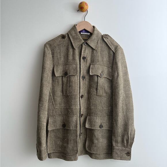 Ralph Lauren Purple Label Tweed Safari Jacket – Brown Herringbone - Picture 6 of 9